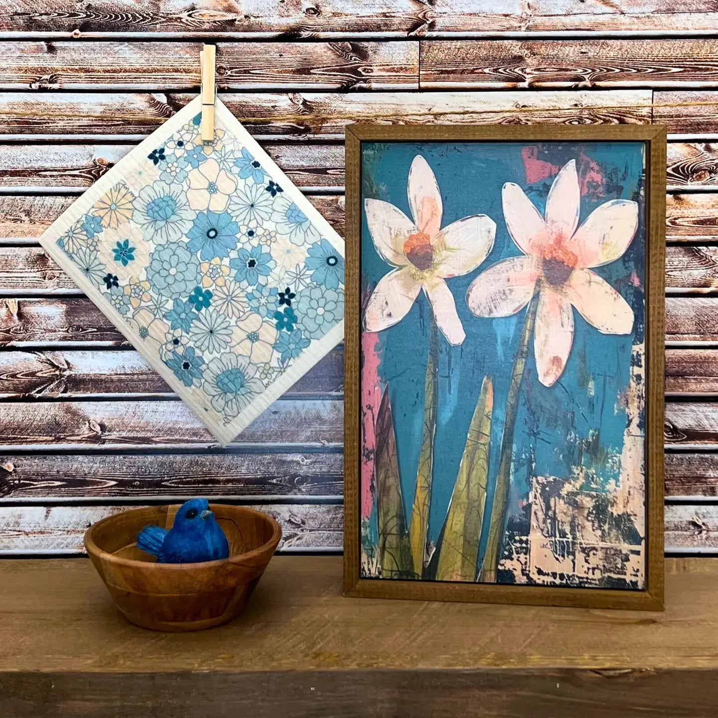 Reusable Paper Towel "Boho Blue Summer Bloom"