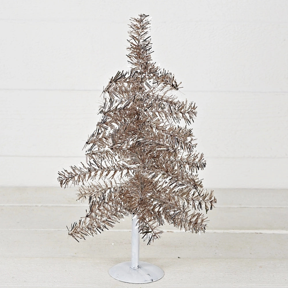 Glittered Tinsel Tree- Silver