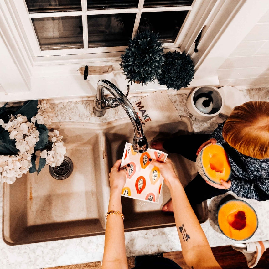 Reusable Paper Towels "Mod Papayas"