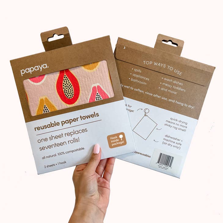 Reusable Paper Towels "Mod Papayas"