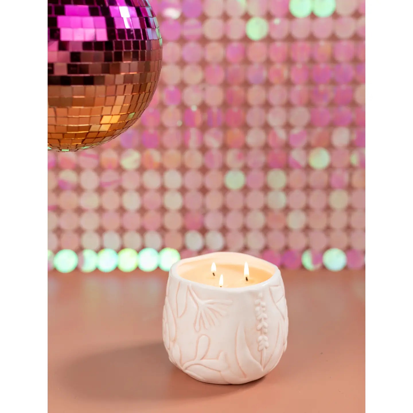 Candle, Sweet Grace in Etched Ceramic with Floral #057