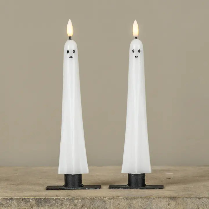 Ghost 3D Flame Taper Candles, Set of 2 (ship 10/3)