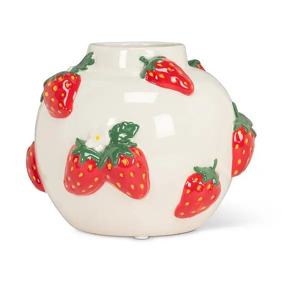 Small Round Vase with Strawberries