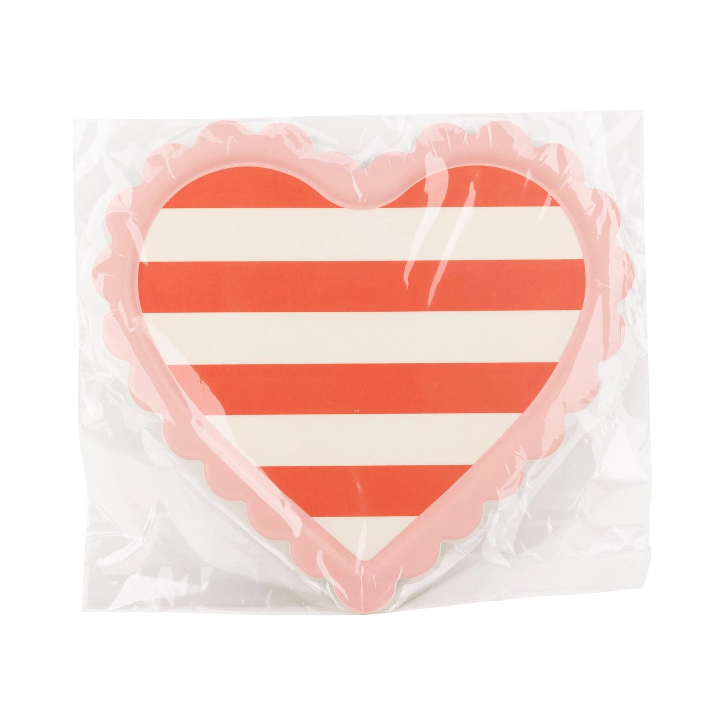 Bamboo Tray, Scalloped Striped Heart