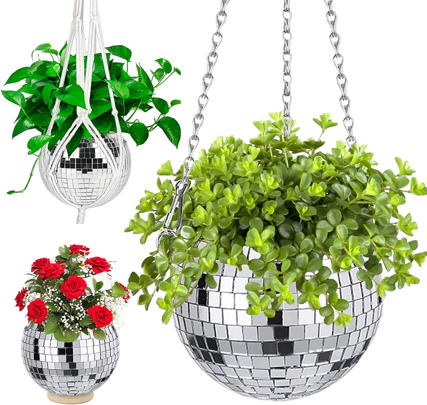 Disco Ball Planter (Hanging and Sitting)
