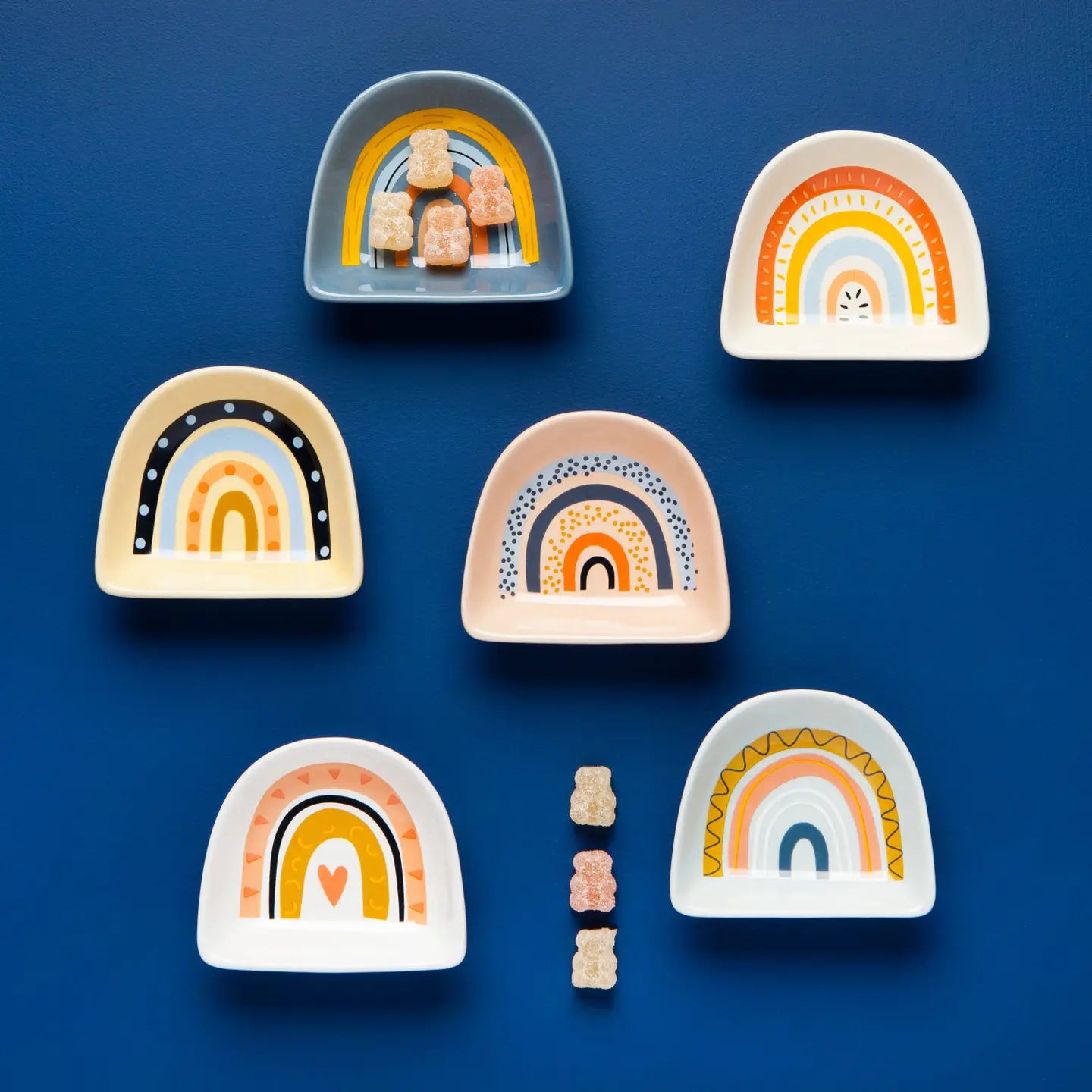 Pinch Bowls, Rainbow Shaped Set of 6