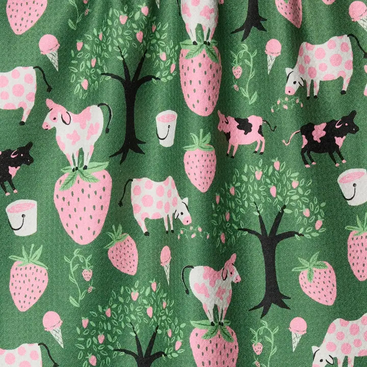 Geometry "Strawberry Cows" Tea Towel