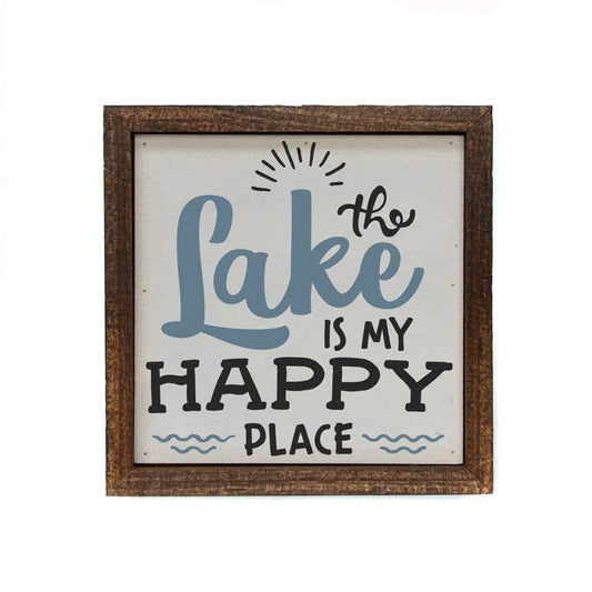 "Lake Is My Happy Place" Box Sign