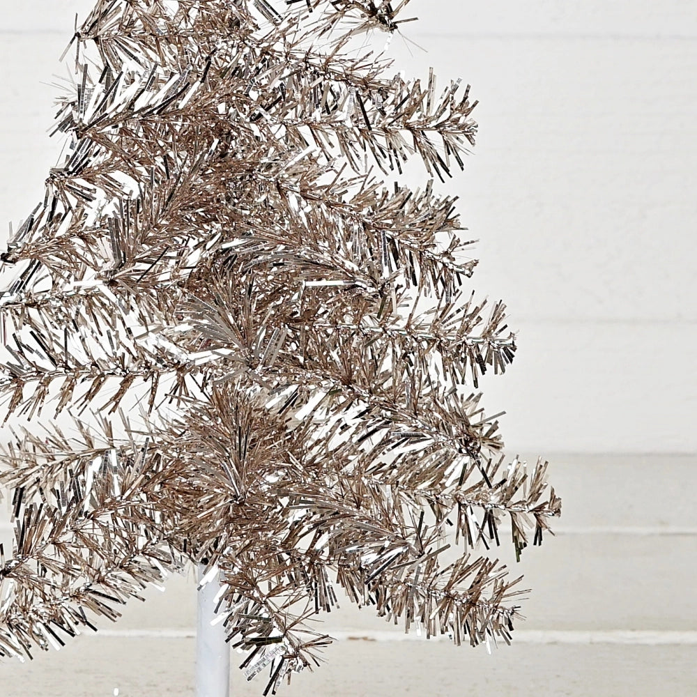Glittered Tinsel Tree- Silver