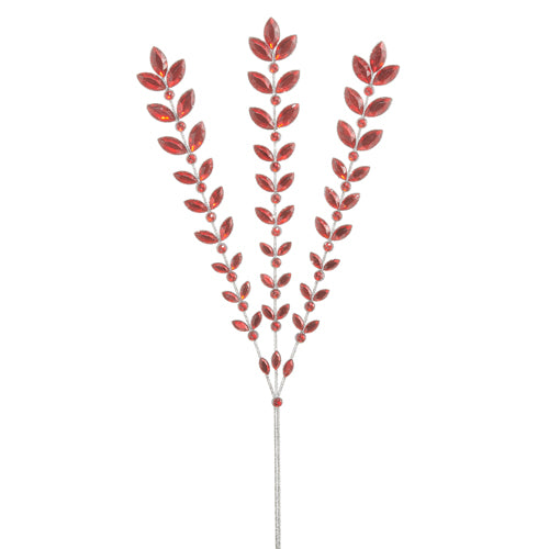 Red Jeweled Spray with Silver Glitter, 23.5"