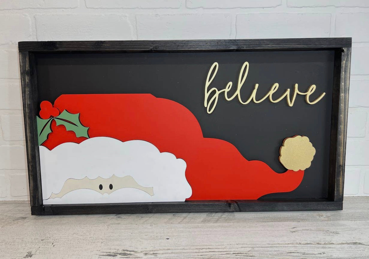 Holiday “Believe Santa Claus” Sign