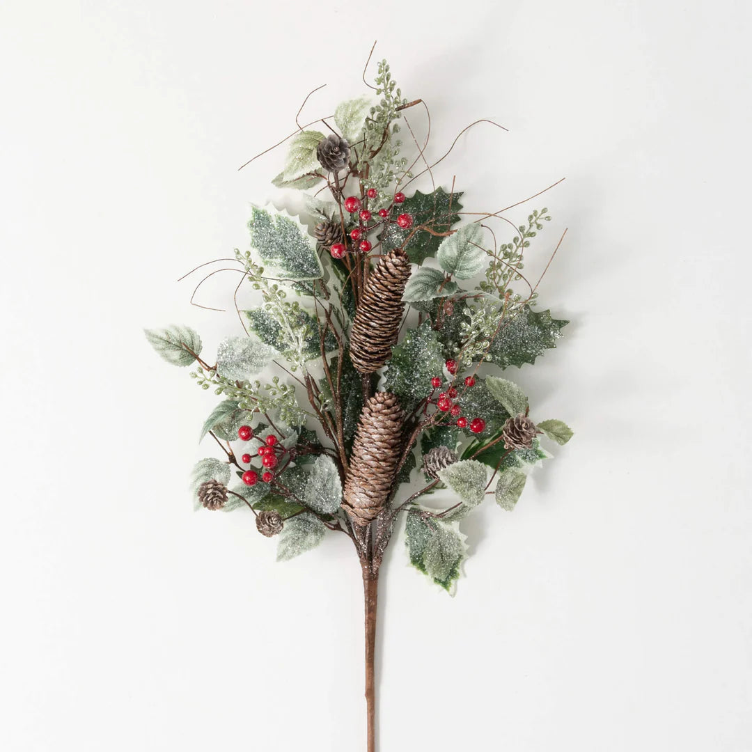 Holiday Frosted Holly Spray