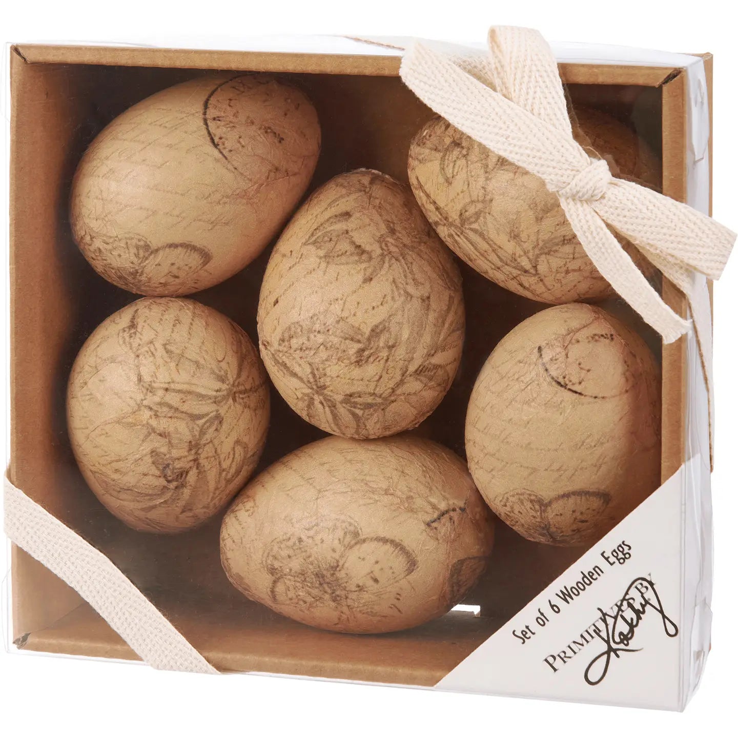Vintage Paper Wooden Eggs Set of 6