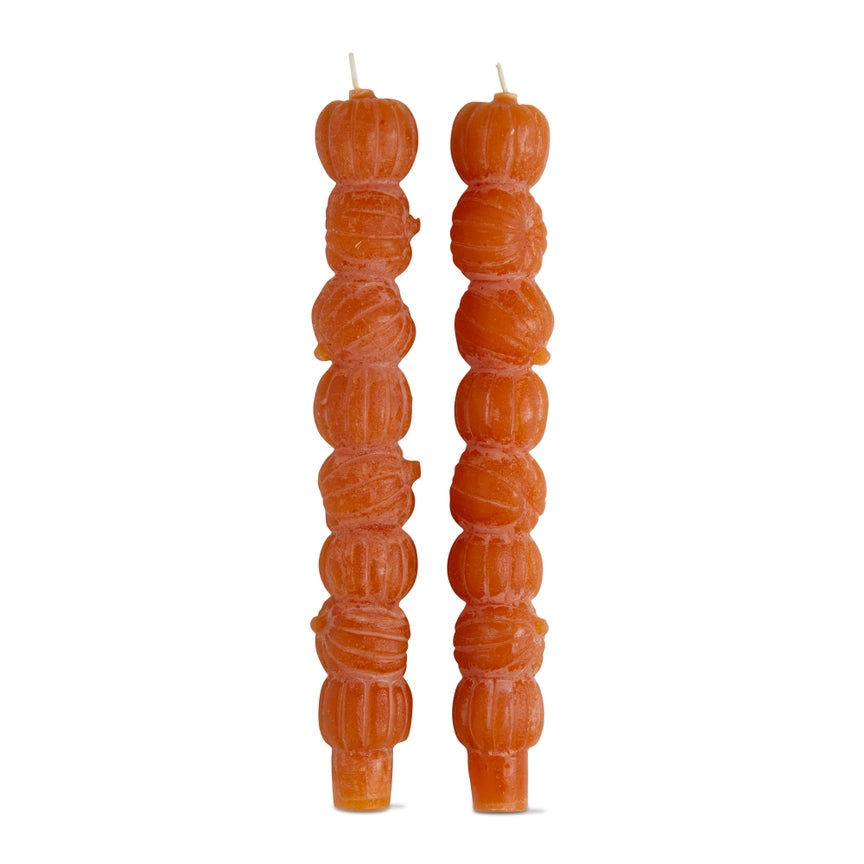 Rustic Pumpkin Stack Taper Candles (Set of 2) (preorder)
