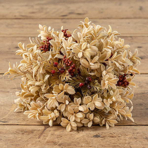 Rust & Wheat Boxwood Half Ball w/ Berries, 8"