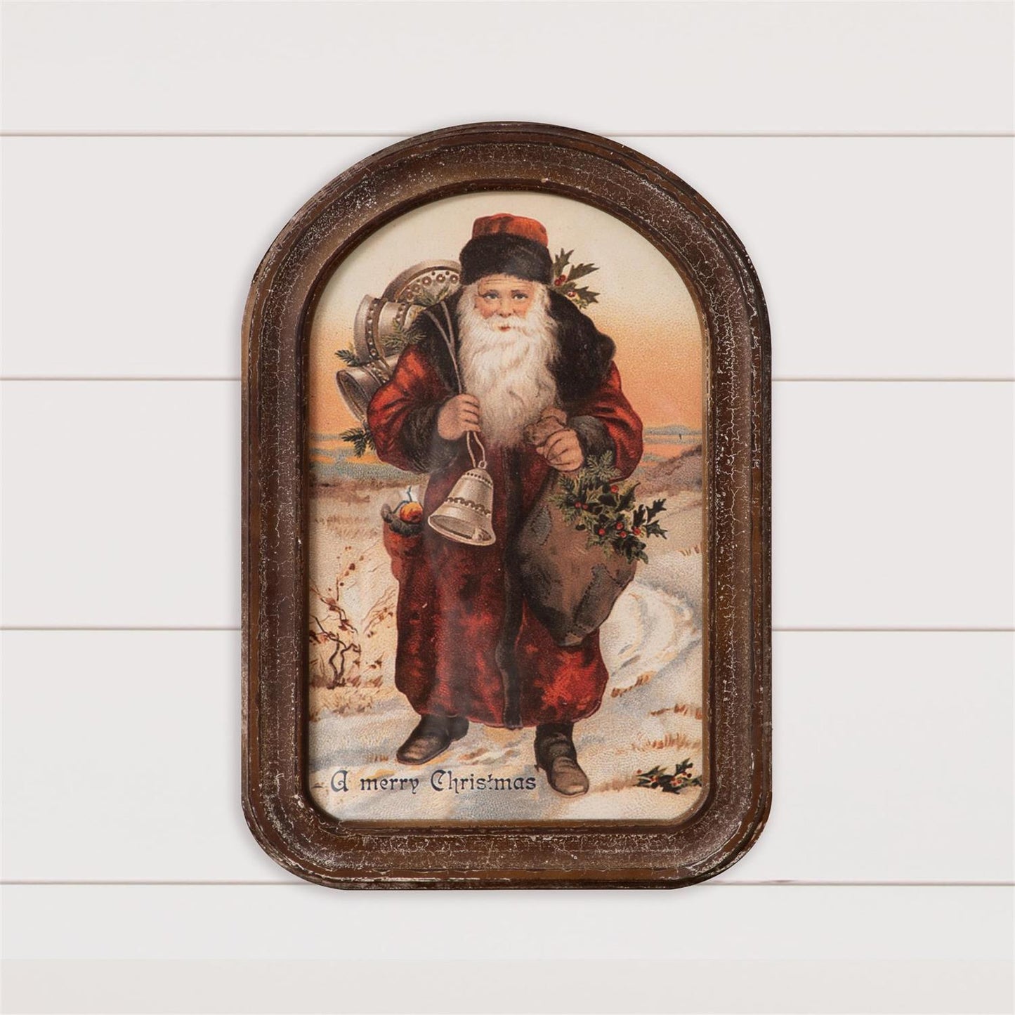 Arched Wood Framed Santa Print (Pre-Order plus shipping)