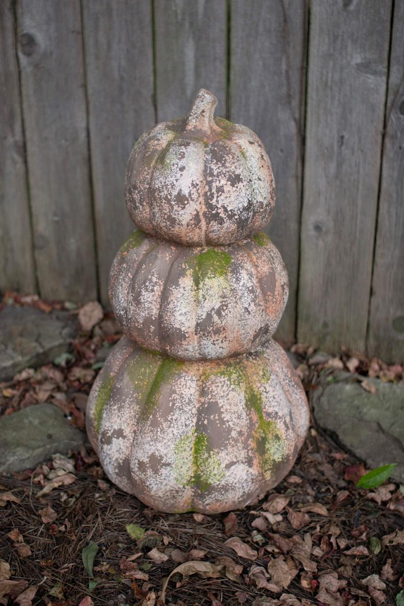 Three Stacked Faux Concrete Pumpkins (ships in 7 days).