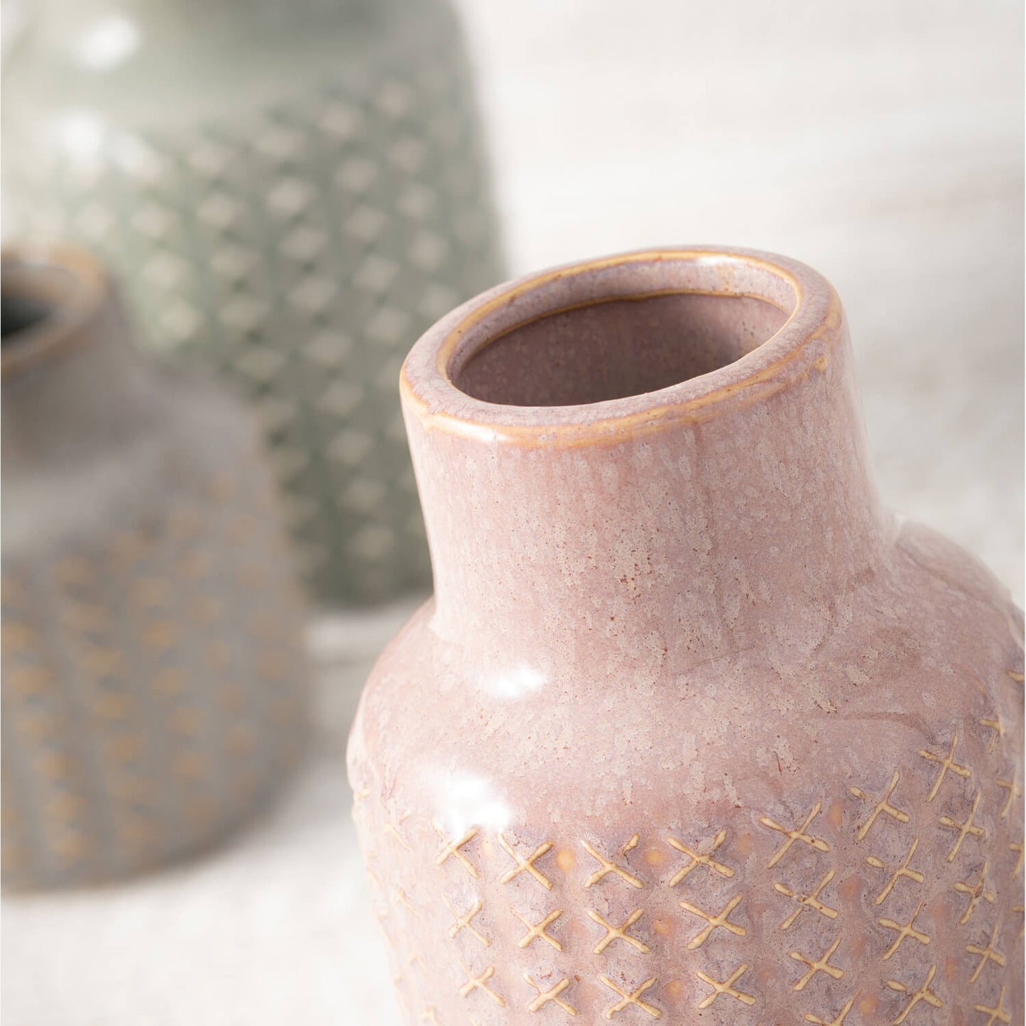 Vase, Crosshatch Pattern