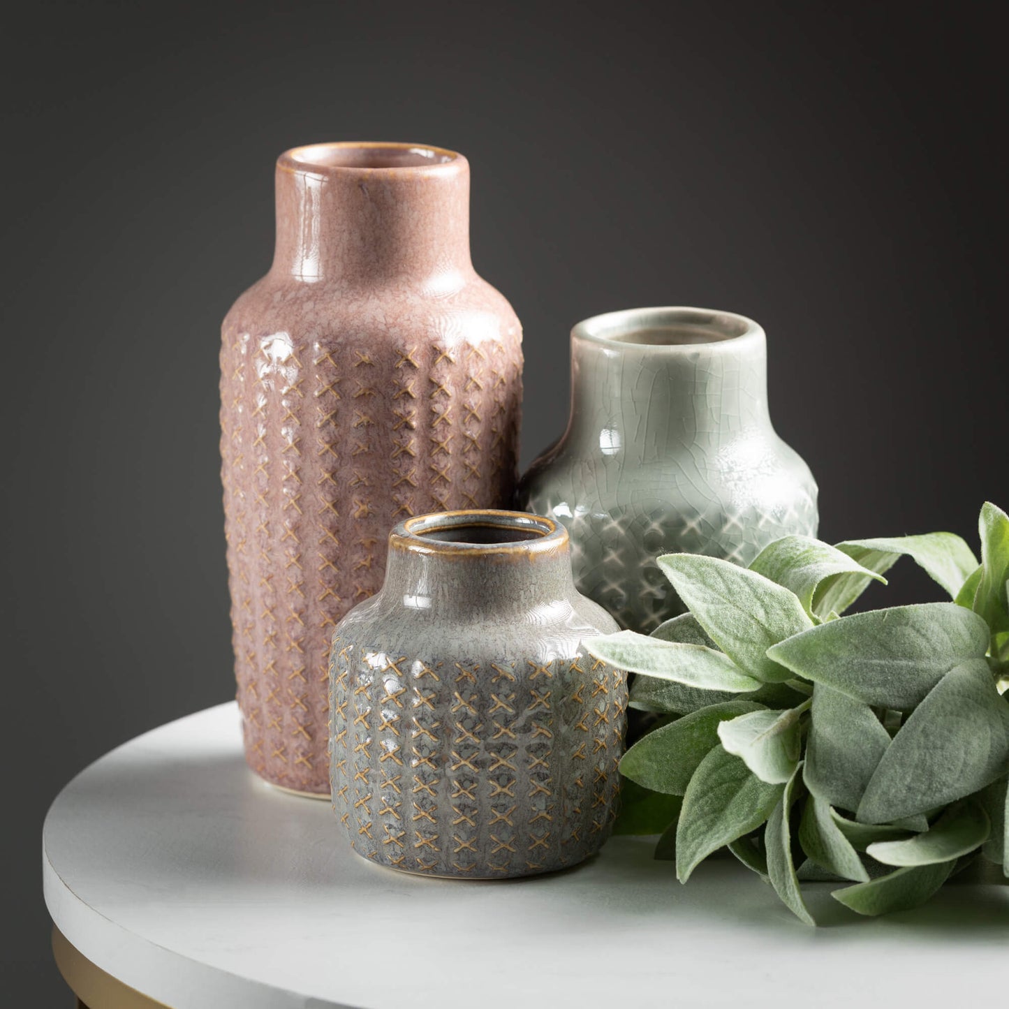 Vase, Crosshatch Pattern