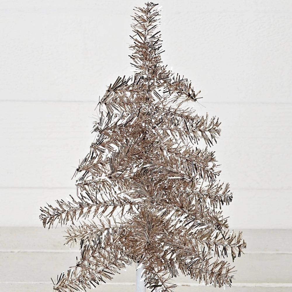 Glittered Tinsel Tree- Silver