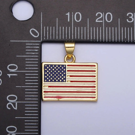 Gold American Flag Pendant