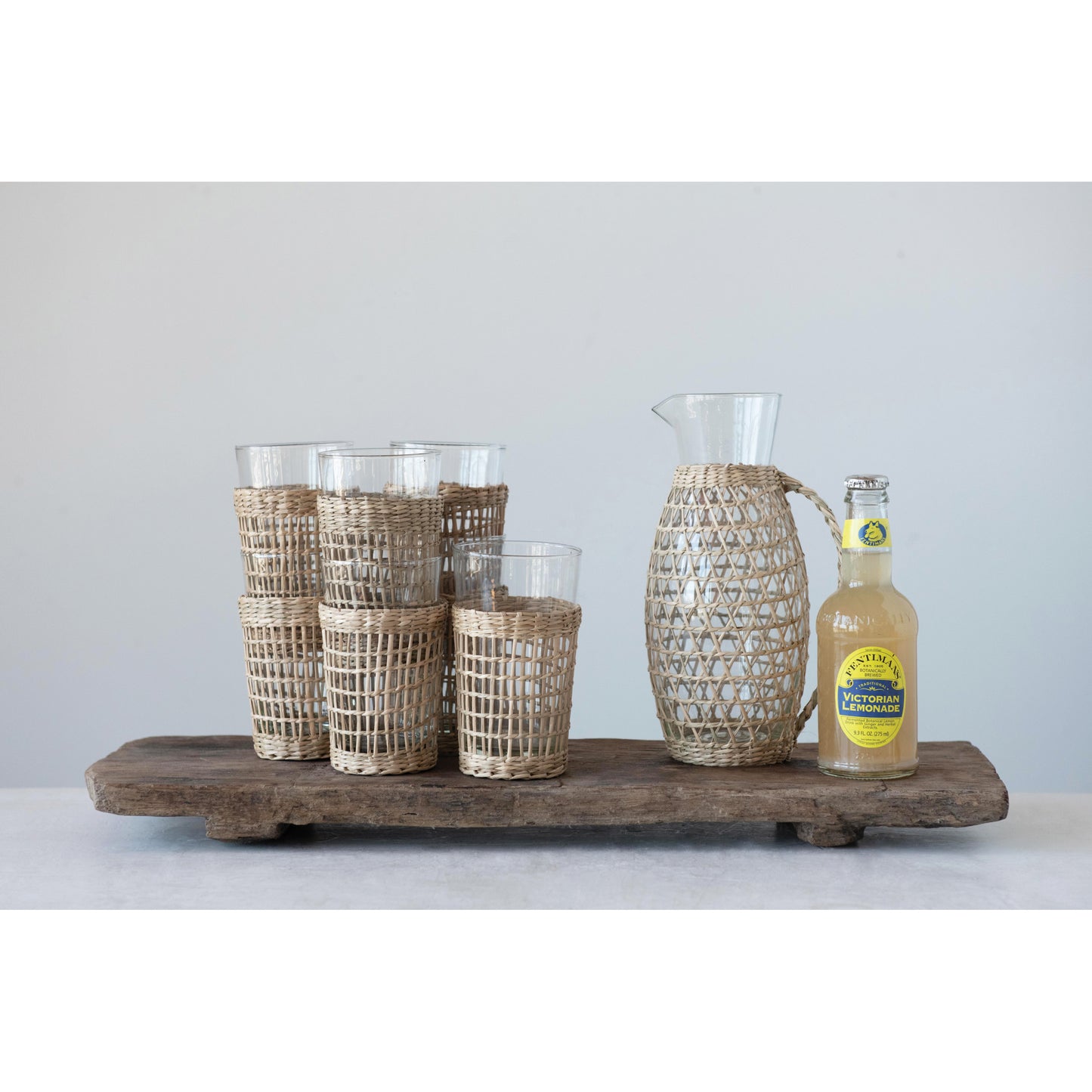 Kitchenware-Glass Pitcher/Seagrass Sleeve