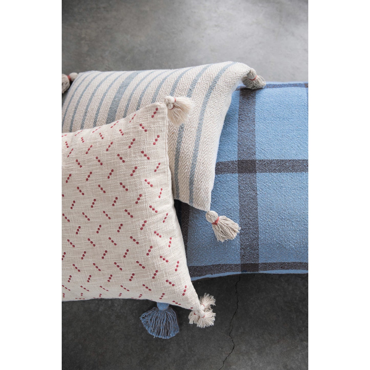Woven Pillow Recycled Cotton Blend with Tassels