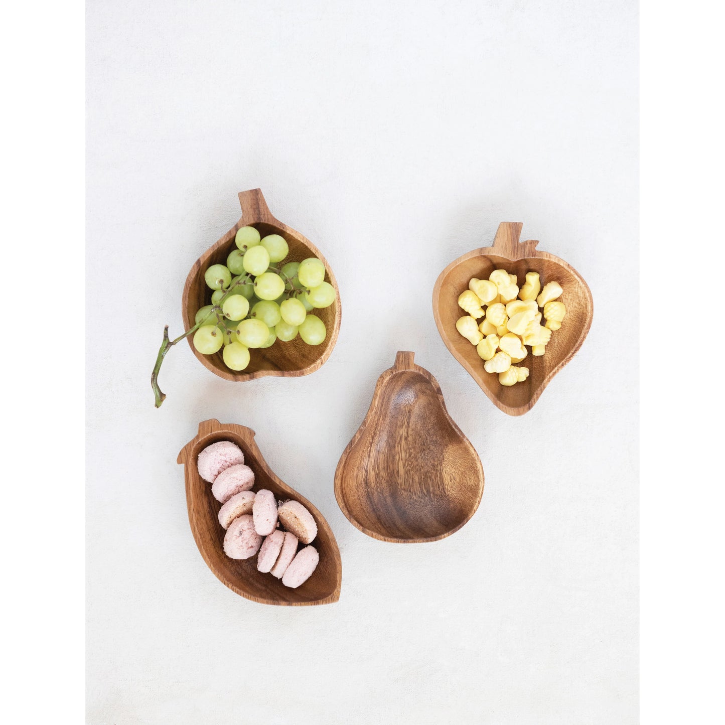 Hand-Carved Acacia Wood Fruit/Vegetable Shaped Bowl