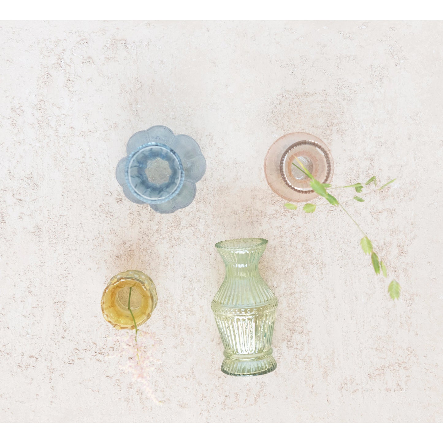 Vases Debossed Glass, Pastels