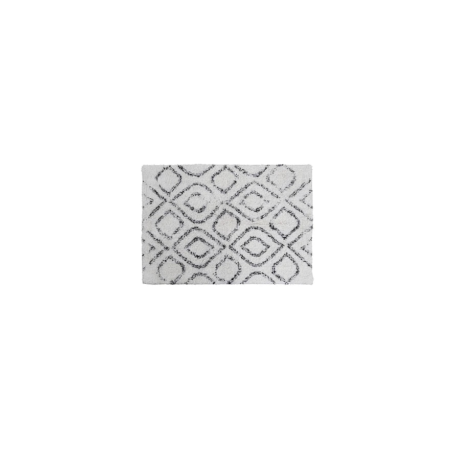 Cotton Tufted Bath Mat with Diamond Pattern