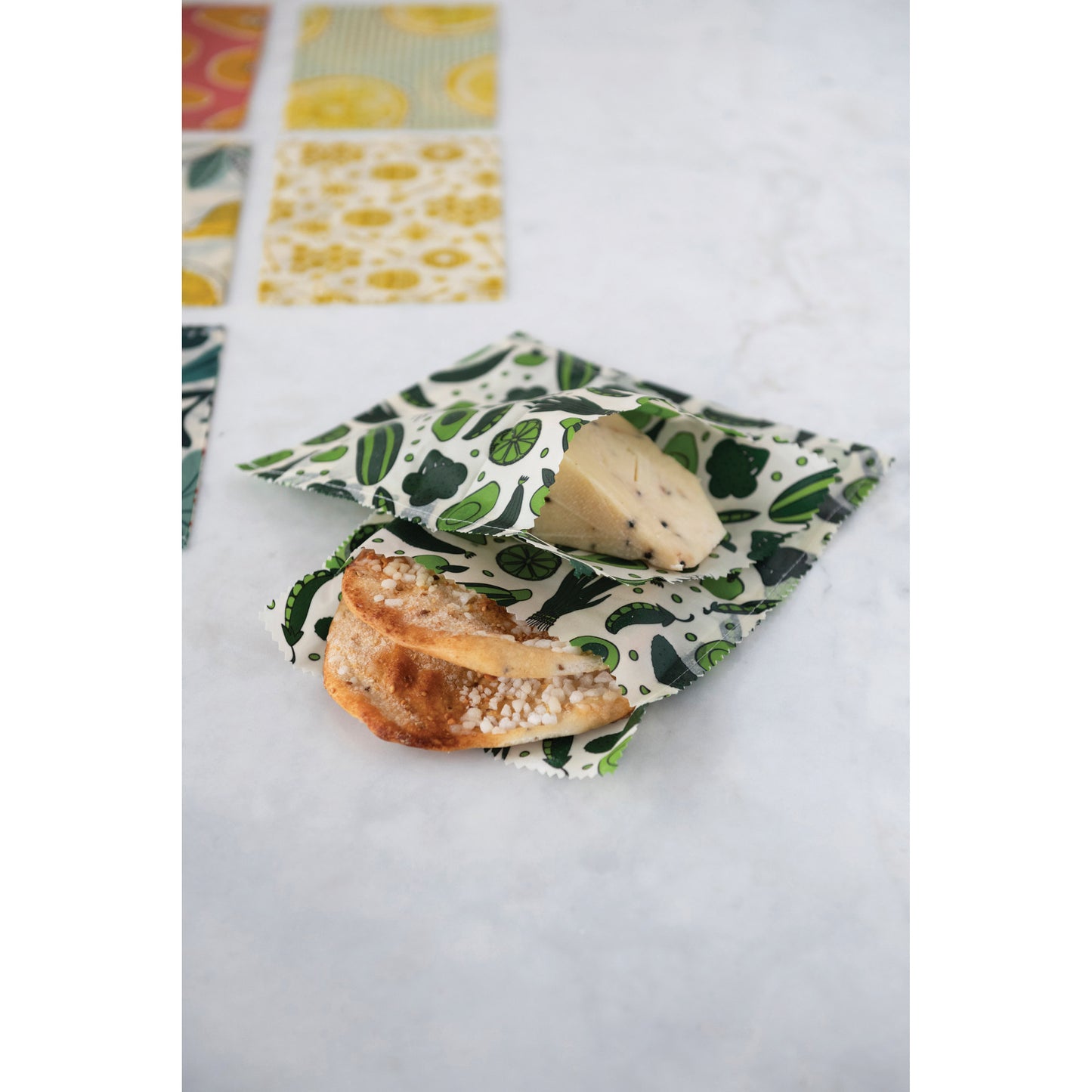 Reusable Fabric Beeswax Food Bags with Prints, Set of 2