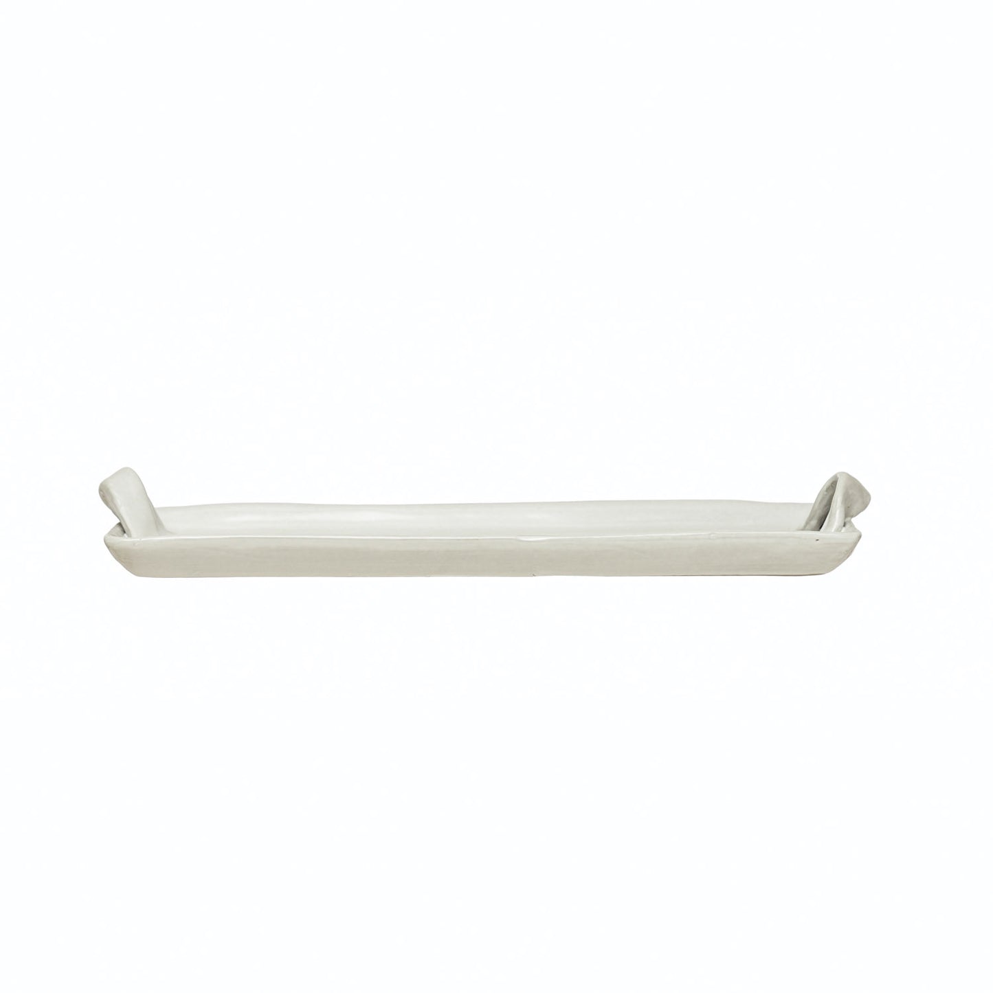Decor-Stoneware Tray with Handles, Reactive Glaze