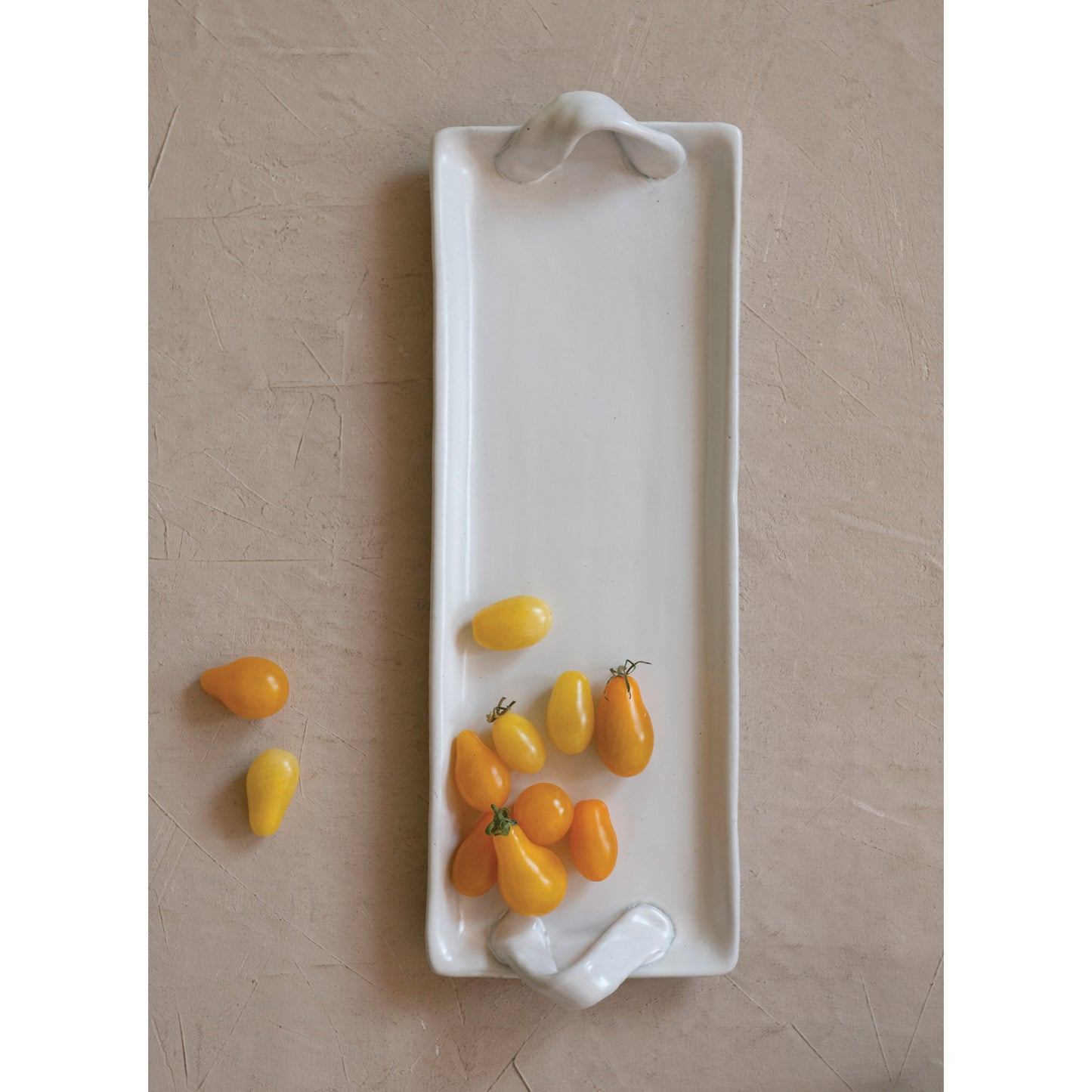 Decor-Stoneware Tray with Handles, Reactive Glaze