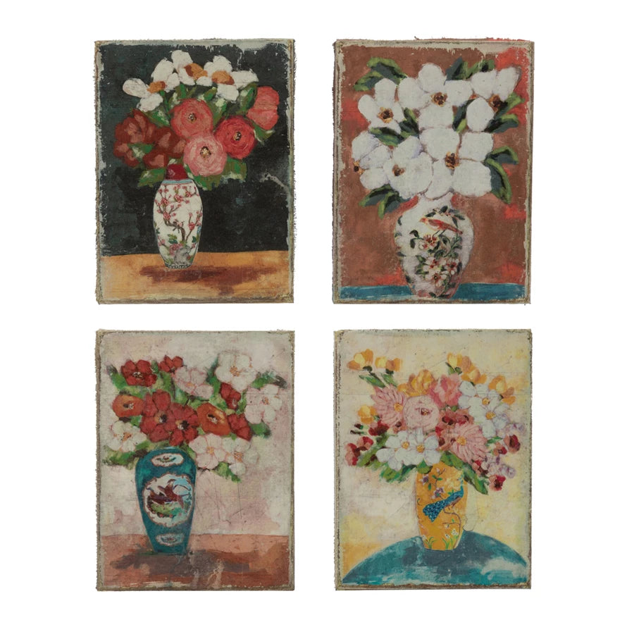Canvas Wall Décor with Flowers in Vase