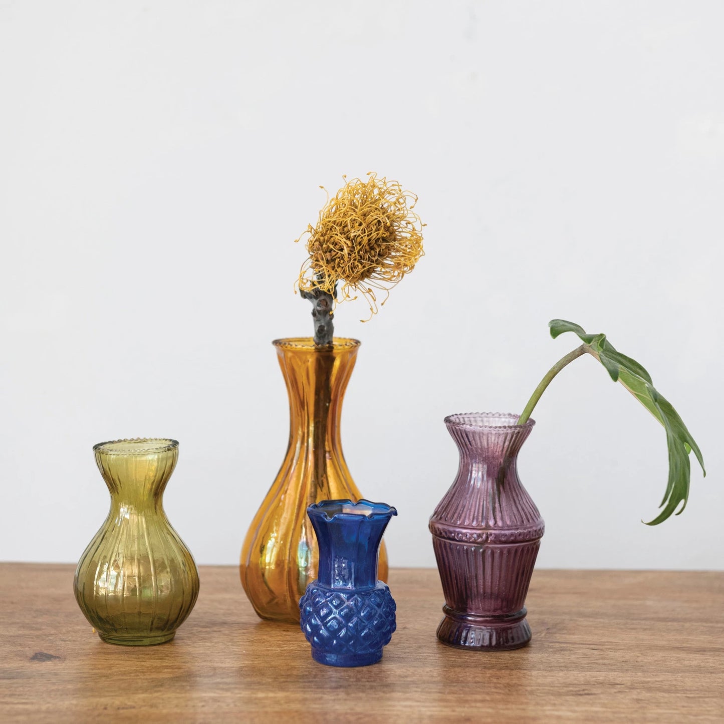 Debossed Glass Vases, Jewel Tones