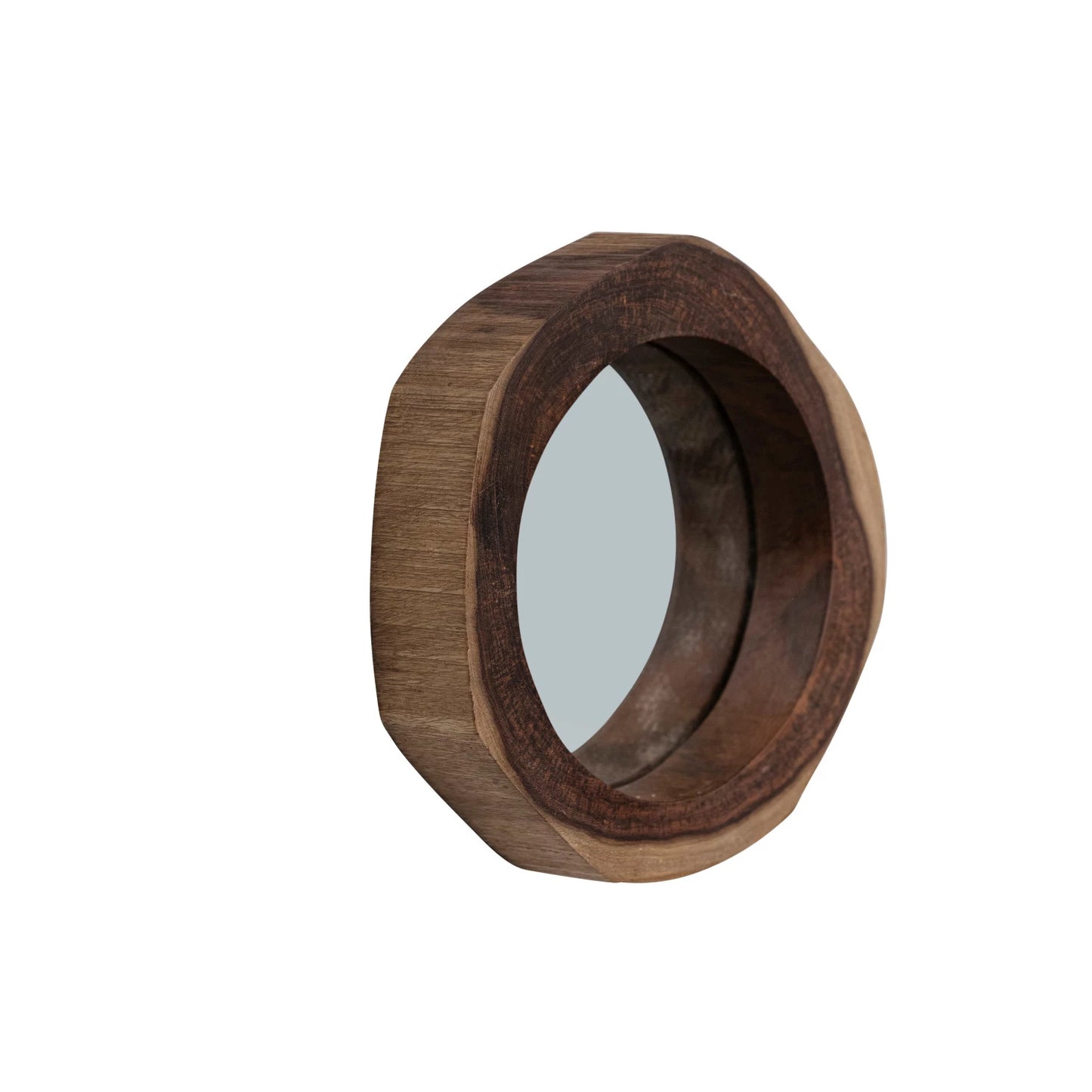 Acacia Wood Framed Organic Shaped Wall Mirror