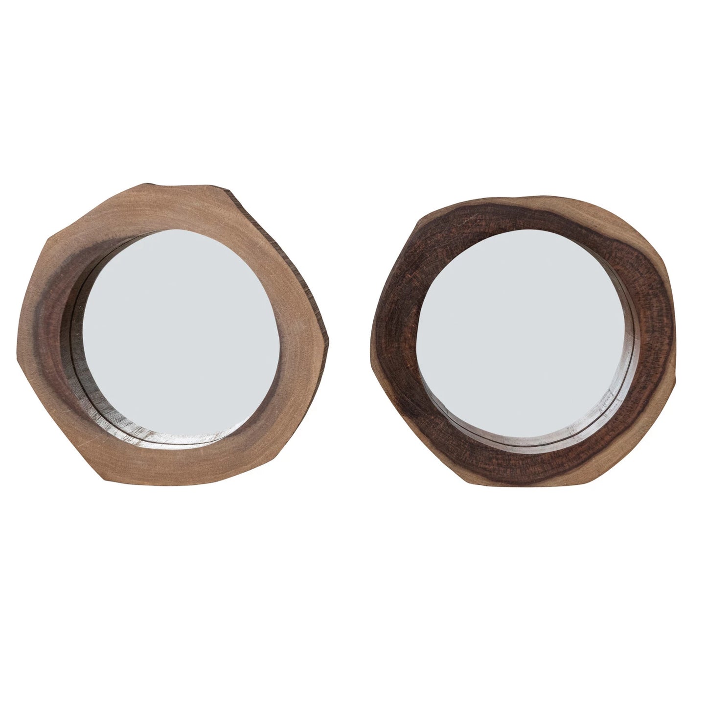 Acacia Wood Framed Organic Shaped Wall Mirror