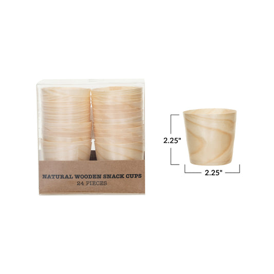 Wood Single Use 4 oz. Snack Cups in Kraft Box, Set of 24