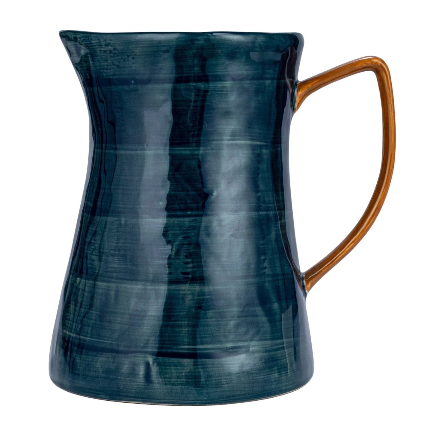 Hand-Painted Stoneware Pitcher w/ Wax Relief Flowers & Lemons