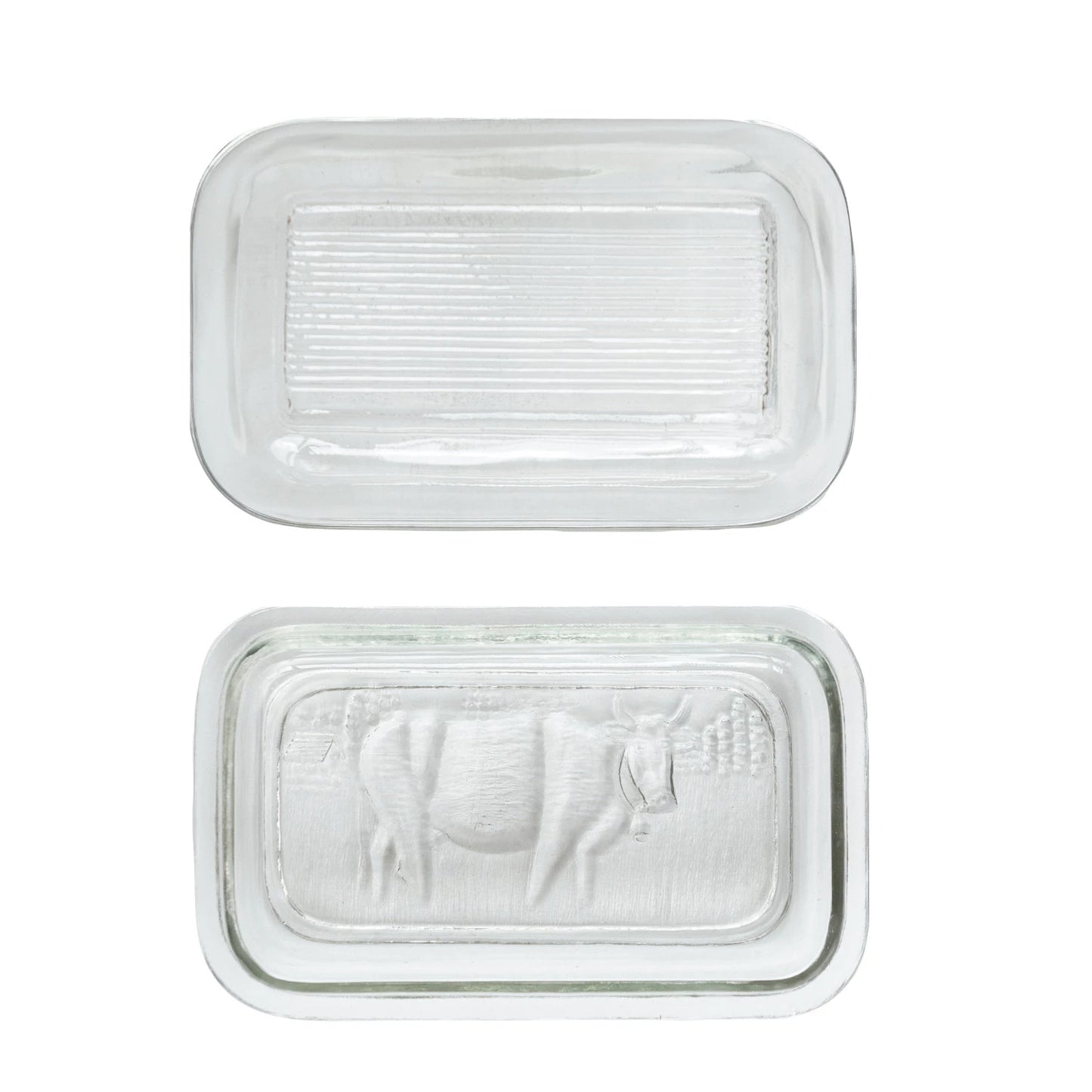 Glass Butter Dish w/ Cow