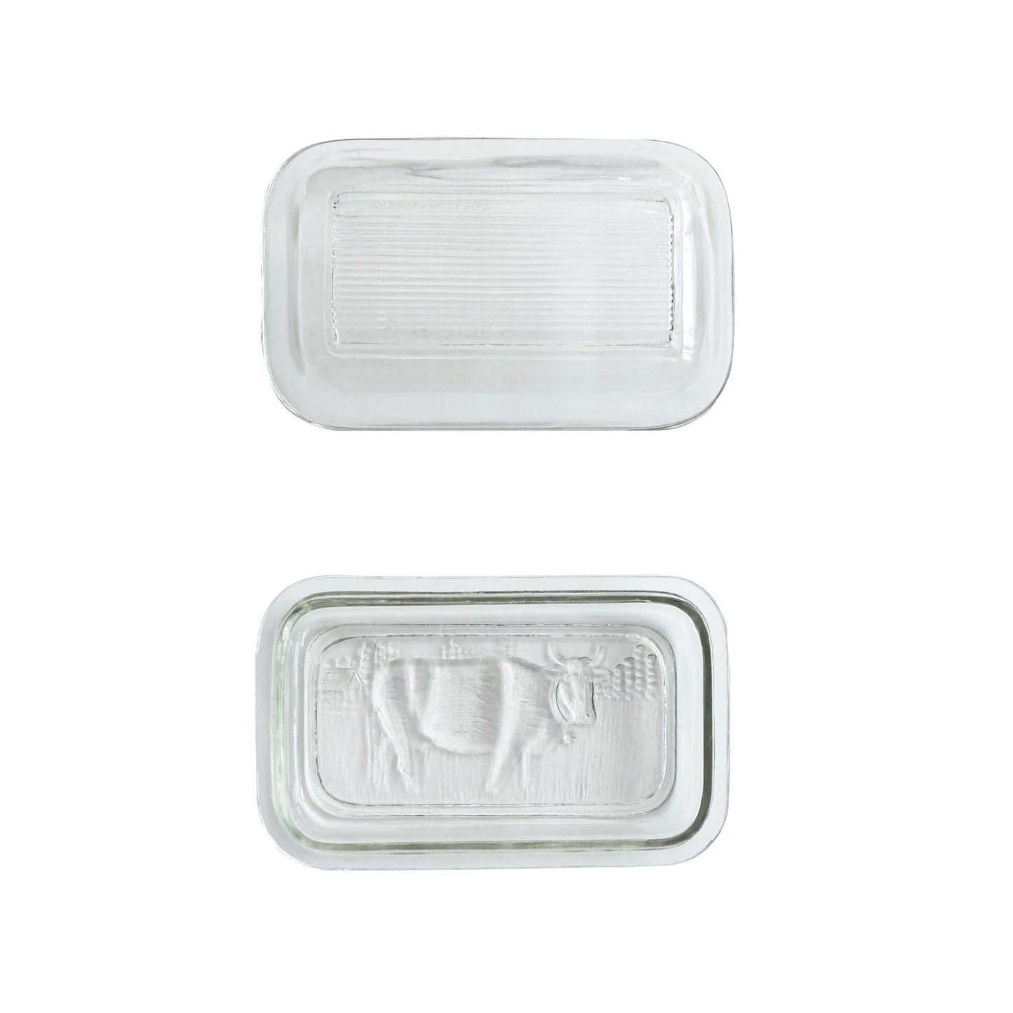 Glass Butter Dish w/ Cow