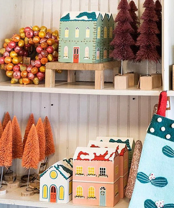 Painted Mango Wood Winter Houses