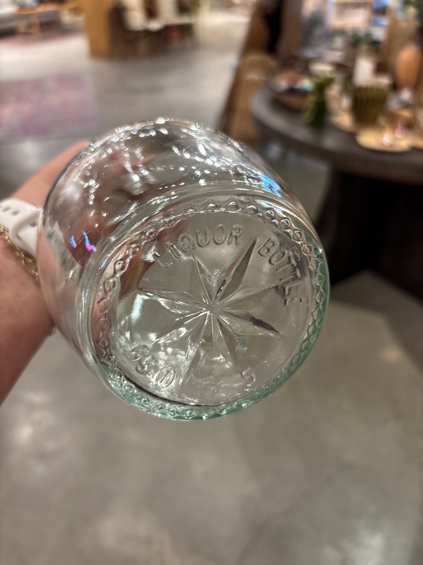 1920s Glass Decanter with Stopper, Starburst Pattern