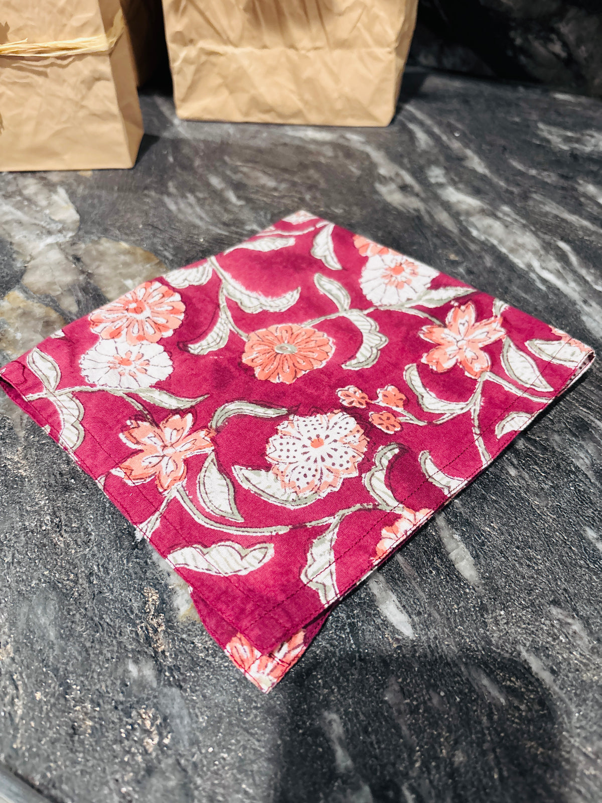 Red Floral Napkin, Set of 2