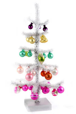 Holiday, Decorated Tinsel Tree, Small White