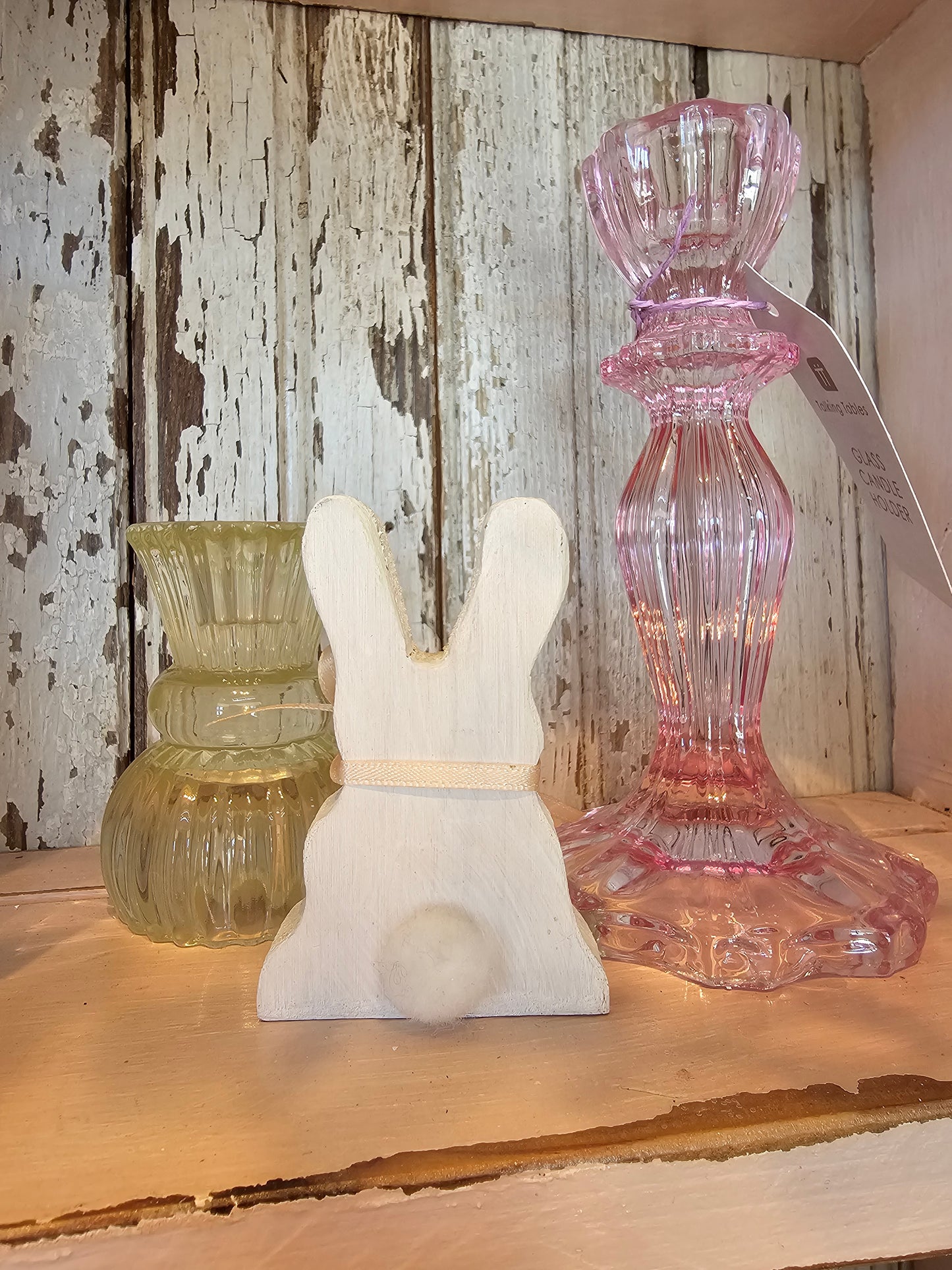 Handmade Wood Bunny with Cotton Tail