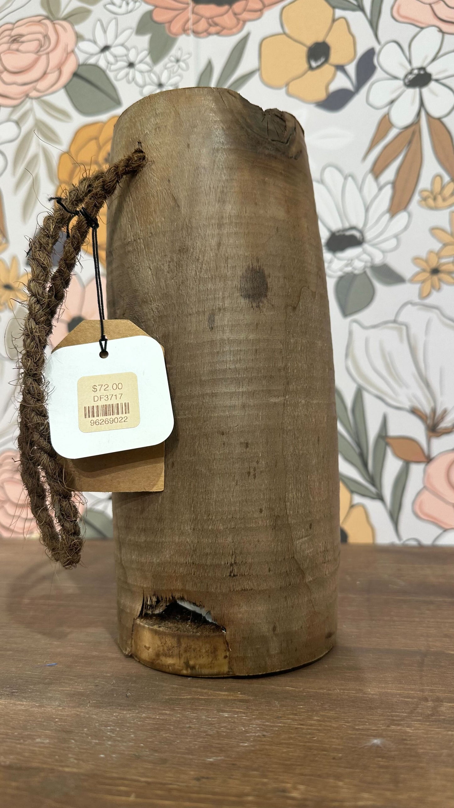 VINTAGE Rustic Wood Vase