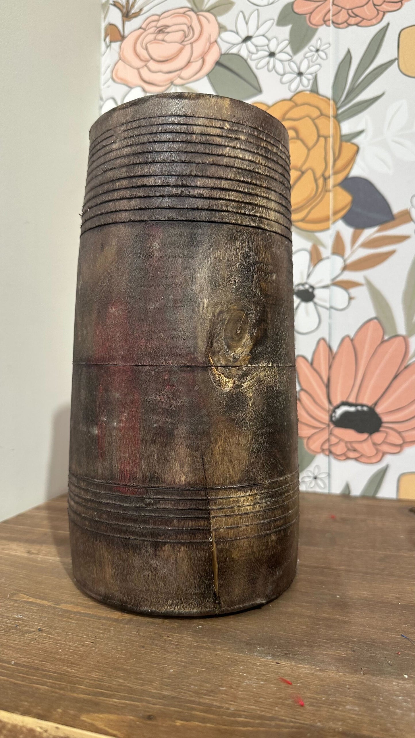 VINTAGE Rustic Wood Vase