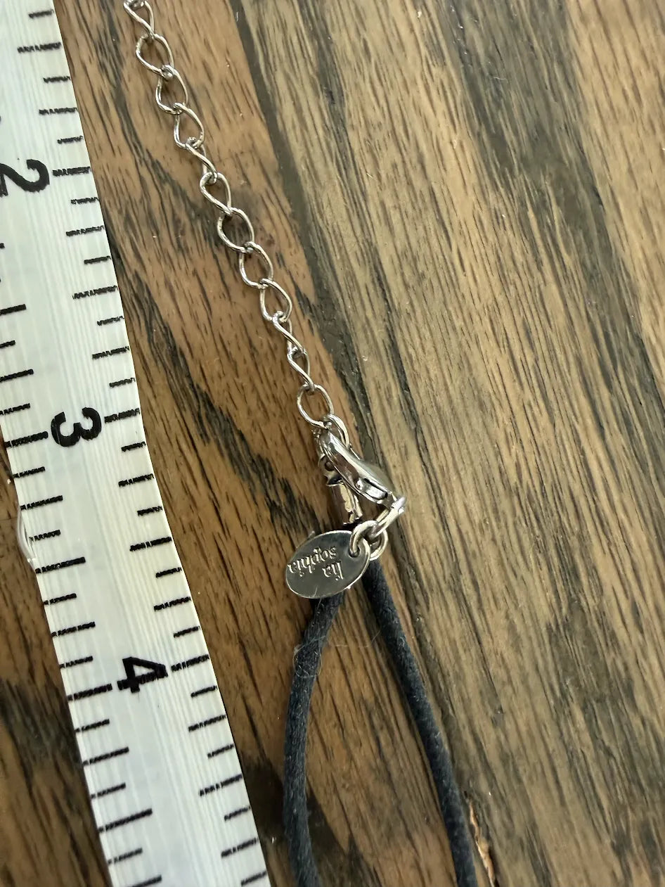 Lia Sophia Silver Pendant on Black Adjustable Rope Necklace, 17"-20"
