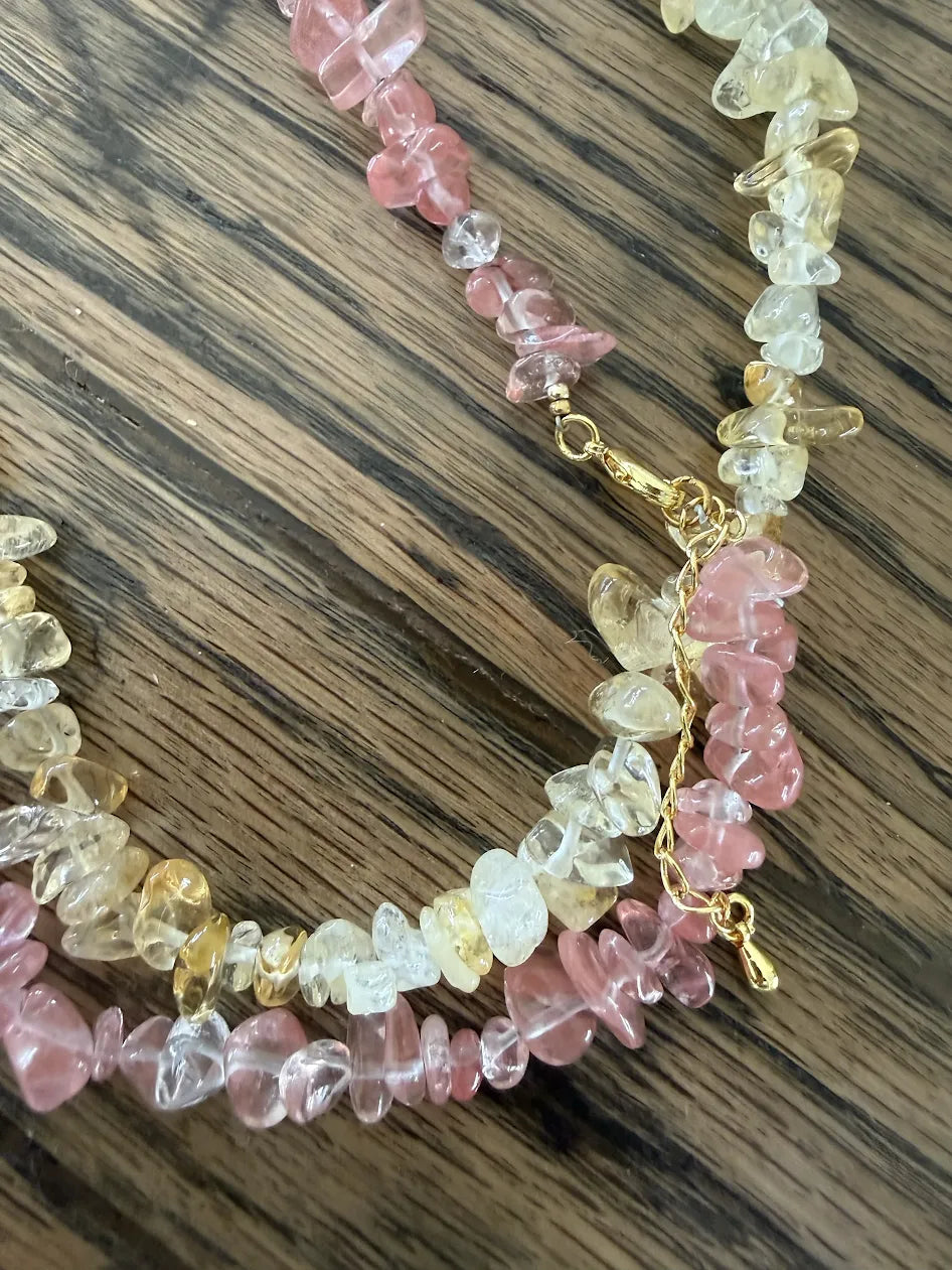 Natural Gem Adjustable Necklace, 16"-18"